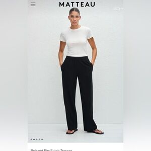 Matteau Black Wool Relaxed Trousers High Rise Size 14 NWT Minimalist $580